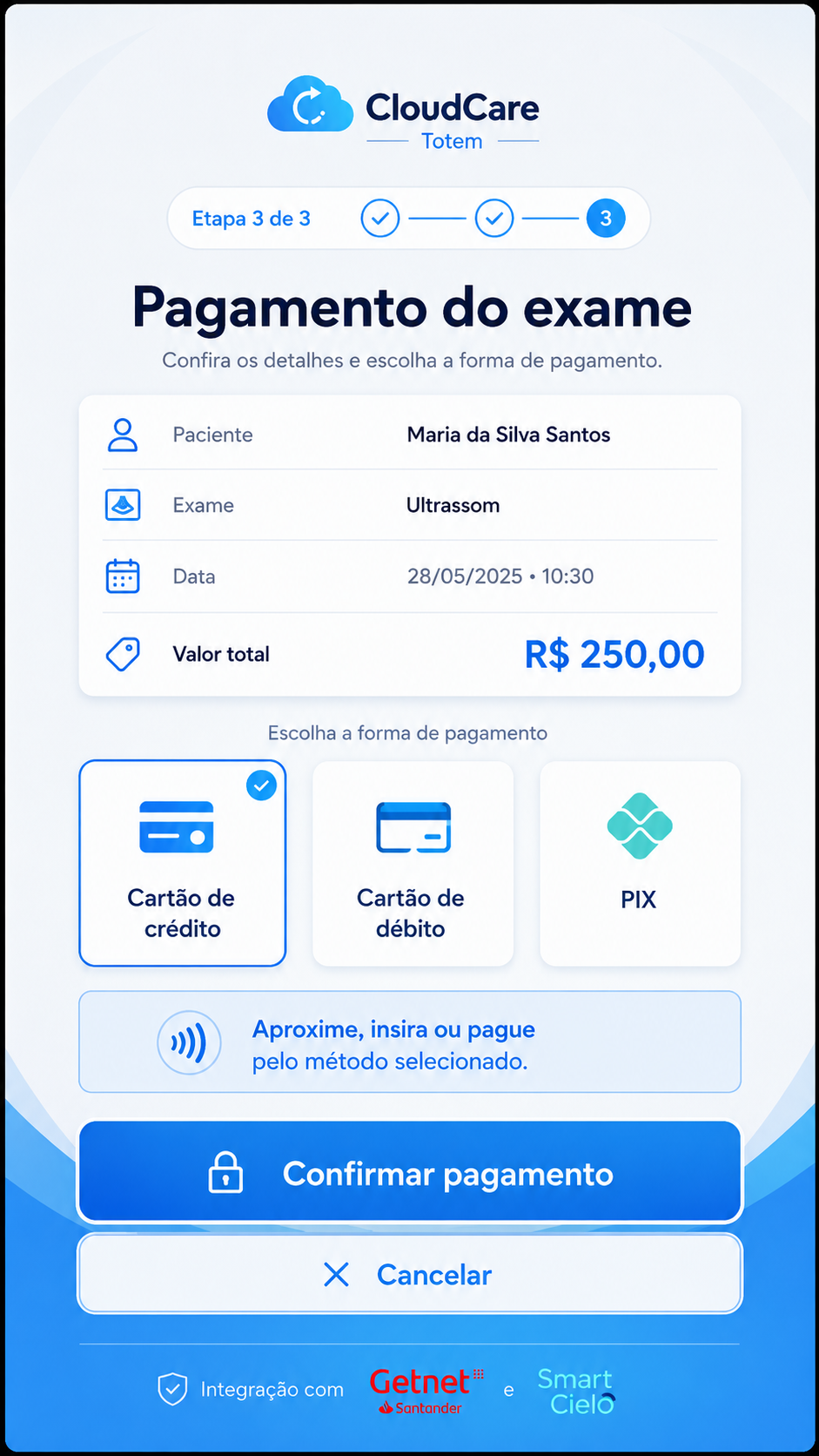 Tela de Pagamentos Integrados